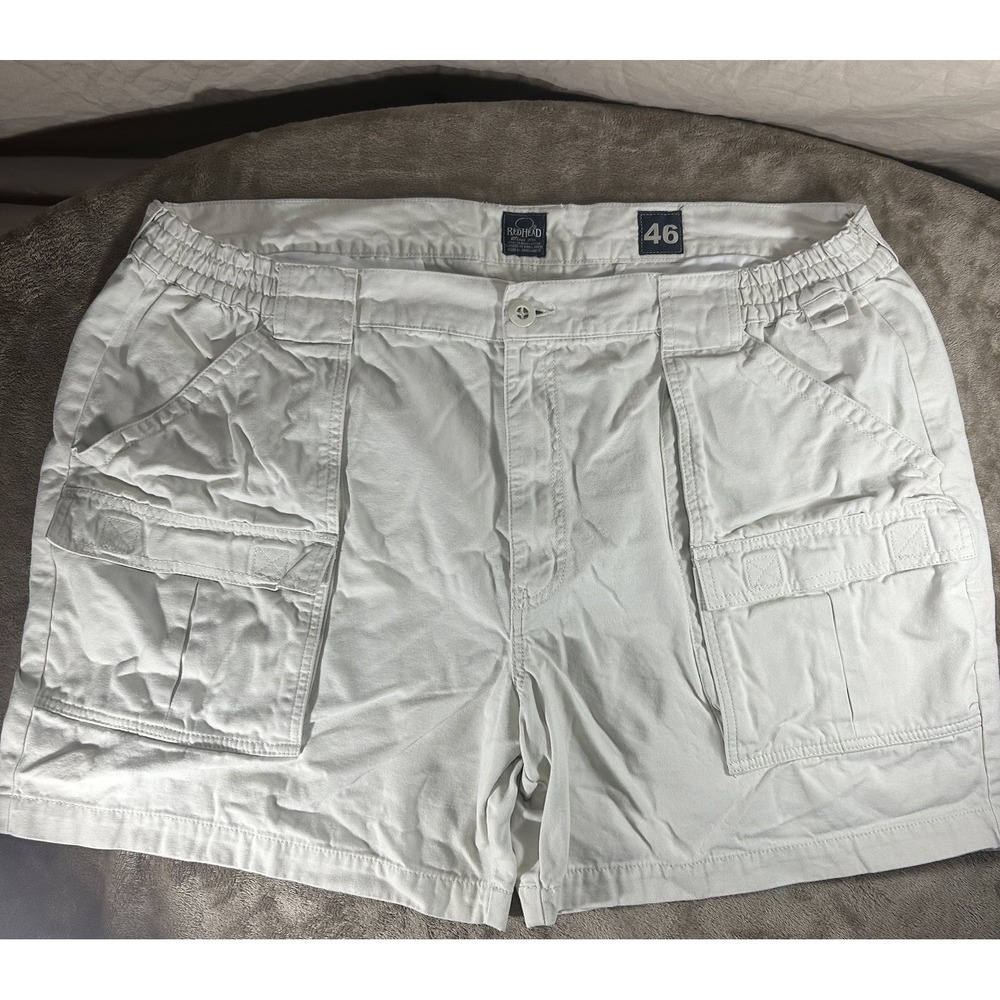 RedHead Mens Shorts Size 46 Off White Partial Elastic Waist Front Cargo Pockets